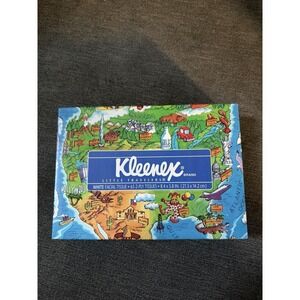 Vintage 1992 Kleenex Little Travelers 65 2-Ply Tissues USA Map Box